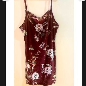 Floral Red Velvet cross back mini dress